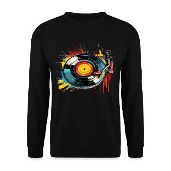 Disque Vinyle LP Platine Rétro - Sweat-shirt Unisexe - noir - Devant - Alina (178cm) & Michal (187cm)