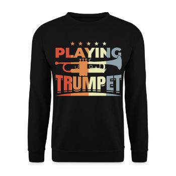 Trompetenspruch - Unisex Pullover - Schwarz - Vorne - Alina (178cm) & Michal (187cm)