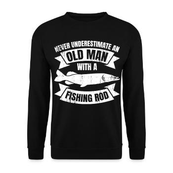 Fischer Opa - Unisex Pullover - Schwarz - Vorne - Alina (178cm) & Michal (187cm)