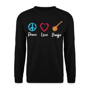 Banjo Paix Amour - Sweat-shirt Unisexe - noir - Devant - Alina (178cm) & Michal (187cm)