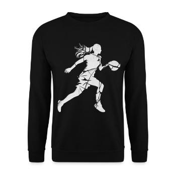 Basket-ball Femme Basketteur Joueur de basket-ball - Sweat-shirt Unisexe - noir - Devant - Alina (178cm) & Michal (187cm)