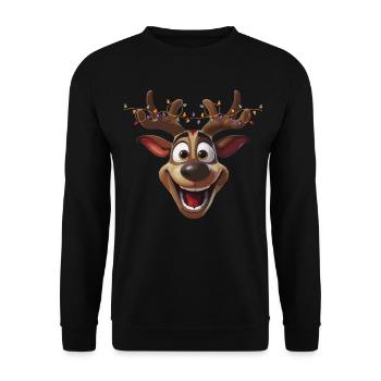 Weihnachten Rudolph - Rentier Elch Santa Claus - Unisex Pullover - Schwarz - Vorne - Alina (178cm) & Michal (187cm)