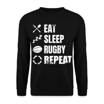 Rugbyspieler Tagesplan - Unisex Pullover - Schwarz - Vorne - Alina (178cm) & Michal (187cm)