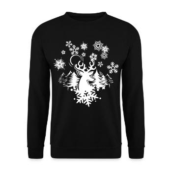 renne neige Noël neige forêt hiver Noël - Sweat-shirt Unisexe - noir - Devant - Alina (178cm) & Michal (187cm)