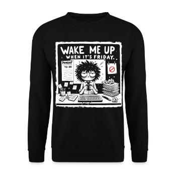 Réveille-moi quand c’est vendredi - Sweat-shirt Unisexe - noir - Devant - Alina (178cm) & Michal (187cm)