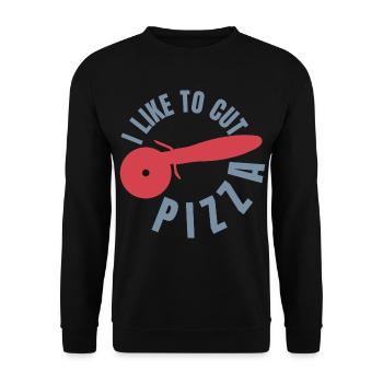 Lustiger Pizza Liebhaber - Unisex Pullover - Schwarz - Vorne - Alina (178cm) & Michal (187cm)
