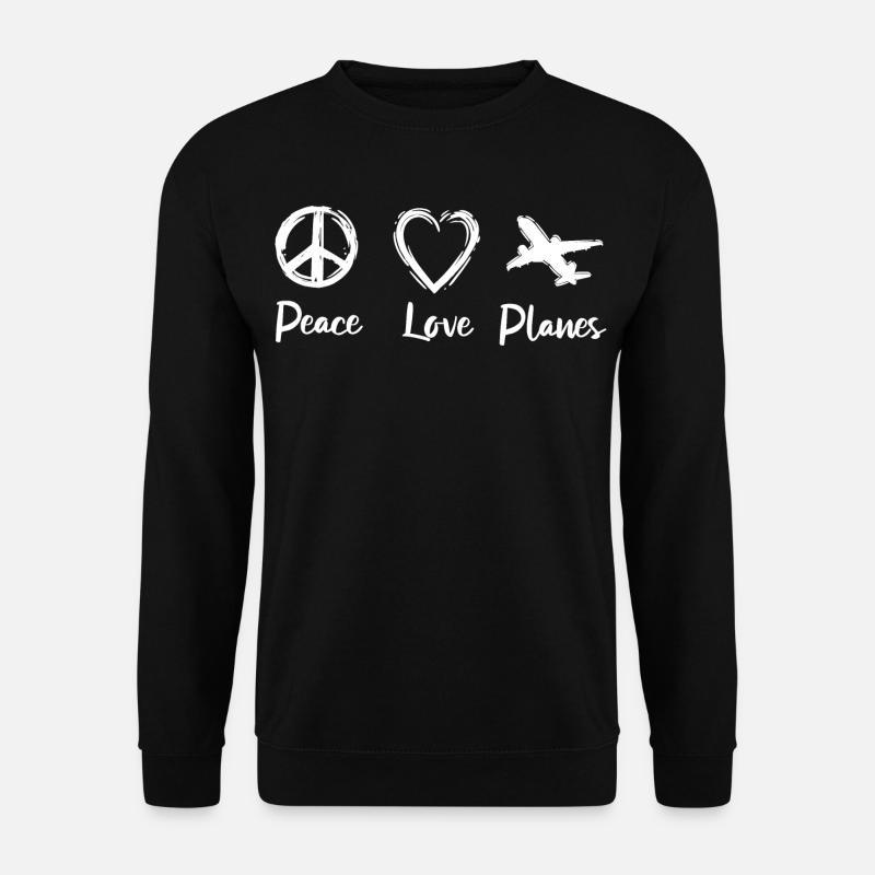Peace Love Planes - Unisex Pullover - Schwarz
