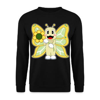 Butterfly Flower - Unisex Sweatshirt - black - Front - Alina (178cm) & Michal (187cm)