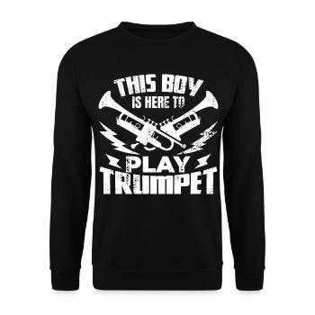 Kleiner Trompetenspieler - Unisex Pullover - Schwarz - Vorne - Alina (178cm) & Michal (187cm)