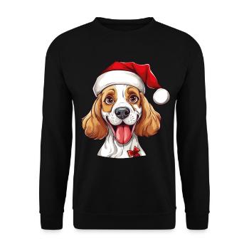 Chien Noël Père Noël Chien Père Noël Chapeau - Sweat-shirt Unisexe - noir - Devant - Alina (178cm) & Michal (187cm)