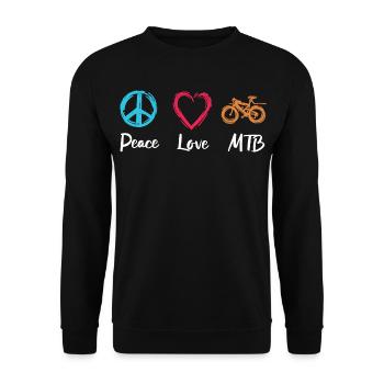 Peace Love MTB - Unisex Pullover - Schwarz - Vorne - Alina (178cm) & Michal (187cm)