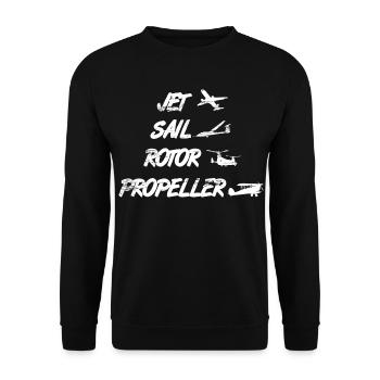 Düsen Segel Rotor Propellerflugzeug - Unisex Pullover - Schwarz - Vorne - Alina (178cm) & Michal (187cm)