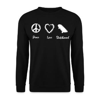 Peace Love Skateboard - Unisex Pullover - Schwarz - Vorne - Alina (178cm) & Michal (187cm)