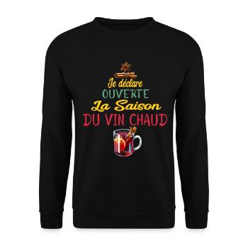Ouverture Vin Chaud Saison - Sweat-shirt Unisexe - noir - Devant - Alina (178cm) & Michal (187cm)