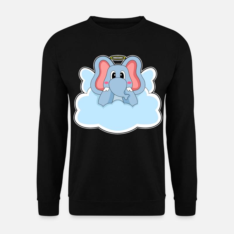 Elefant Engel Wolken - Unisex Pullover - Schwarz