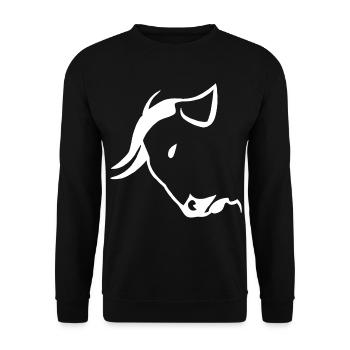 White Bull's Head - Unisex Sweatshirt - black - Front - Alina (178cm) & Michal (187cm)