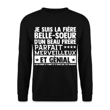Cadeau Belle Soeur Beau Frère Humour Drôle Noël - Sweat-shirt Unisexe - noir - Devant - Alina (178cm) & Michal (187cm)