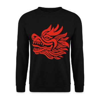 Chinese Dragon Head (Red) - Unisex Sweatshirt - black - Front - Alina (178cm) & Michal (187cm)