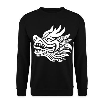 Chinesischer Drachenkopf (Weiß) - Unisex Pullover - Schwarz - Vorne - Alina (178cm) & Michal (187cm)
