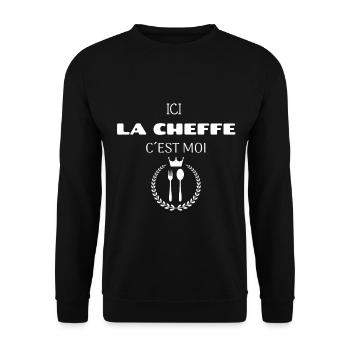 Ici la cheffe c’est moi - Sweat-shirt Unisexe - noir - Devant - Alina (178cm) & Michal (187cm)