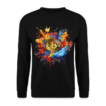 Splash de couleur Bitcoin - Sweat-shirt Unisexe - noir - Devant - Alina (178cm) & Michal (187cm)