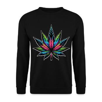 Design psychédélique au néon du cannabis - Sweat-shirt Unisexe - noir - Devant - Alina (178cm) & Michal (187cm)