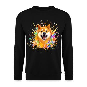 Doge coin color Splash dog - Unisex Sweatshirt - black - Front - Alina (178cm) & Michal (187cm)