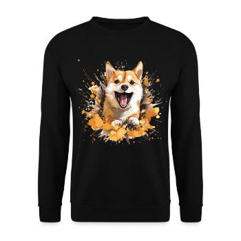 Doge coin color Splash - Unisex Sweatshirt - black - Front - Alina (178cm) & Michal (187cm)