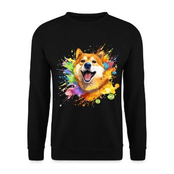 Doge coin color Splash - Unisex Sweatshirt - black - Front - Alina (178cm) & Michal (187cm)