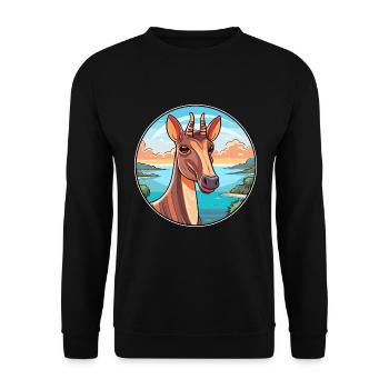 Okapi Aquarelle Cartoon Kawaii Clipart Animal - Sweat-shirt Unisexe - noir - Devant - Alina (178cm) & Michal (187cm)