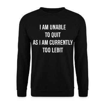 Ich bin nicht in der Lage, lustiges Hemd aufzugeben - Unisex Pullover - Schwarz - Vorne - Alina (178cm) & Michal (187cm)