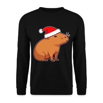 Capybara Weihnachten - Unisex Pullover - Schwarz - Vorne - Alina (178cm) & Michal (187cm)