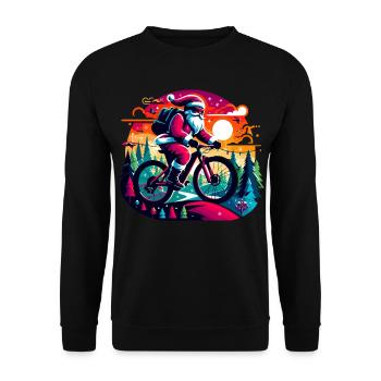 Santa MTB Neon-Fahrt - Unisex Pullover - Schwarz - Vorne - Alina (178cm) & Michal (187cm)