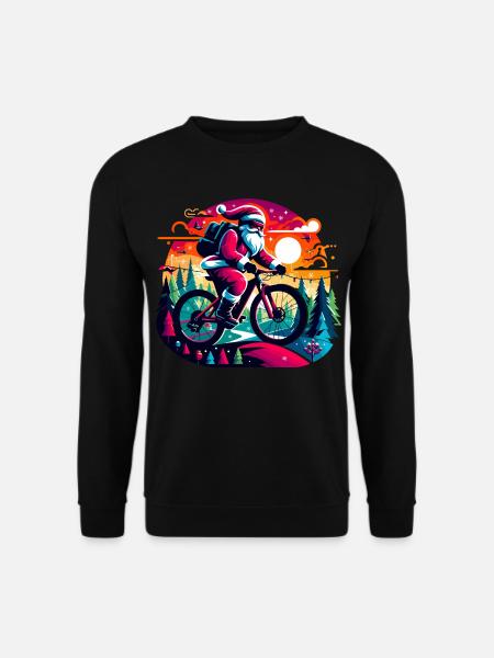 Santa MTB Neon-Fahrt - Unisex Pullover - Schwarz