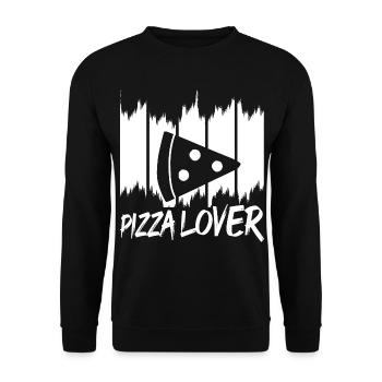 Lustiger Pizza Liebhaber - Unisex Pullover - Schwarz - Vorne - Alina (178cm) & Michal (187cm)