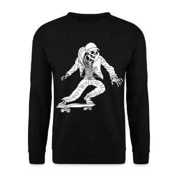 White skeleton on skateboard - Unisex Sweatshirt - black - Front - Alina (178cm) & Michal (187cm)