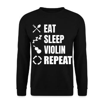 Eat Sleep Violin Repeat - Unisex Pullover - Schwarz - Vorne - Alina (178cm) & Michal (187cm)