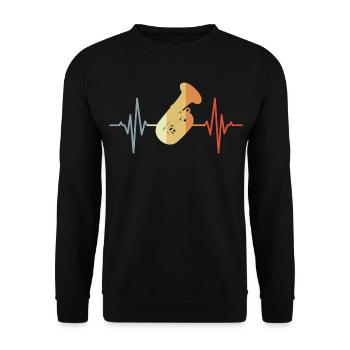 Tuba Herzschlag - Unisex Pullover - Schwarz - Vorne - Alina (178cm) & Michal (187cm)