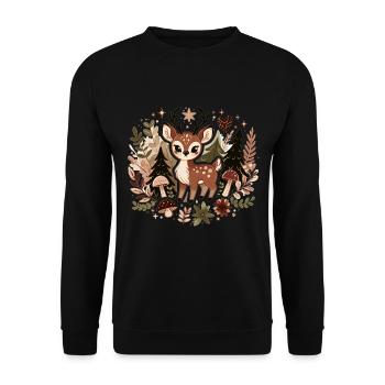 Sweet Deer Cottagecore - Unisex Sweatshirt - black - Front - Alina (178cm) & Michal (187cm)