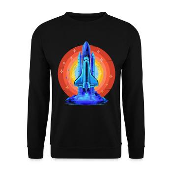 NAVETTE SPATIALE BLEUE RETRO VINTAGE - Sweat-shirt Unisexe - noir - Devant - Alina (178cm) & Michal (187cm)