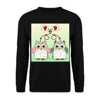 Owl Tea - Unisex Sweatshirt - black - Front - Alina (178cm) & Michal (187cm)
