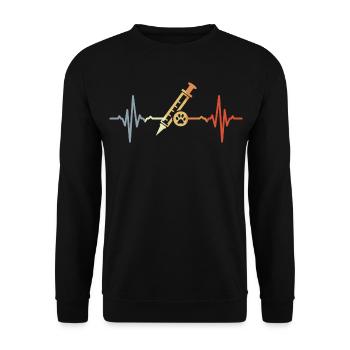 Tiermedizin Spritze EKG - Unisex Pullover - Schwarz - Vorne - Alina (178cm) & Michal (187cm)
