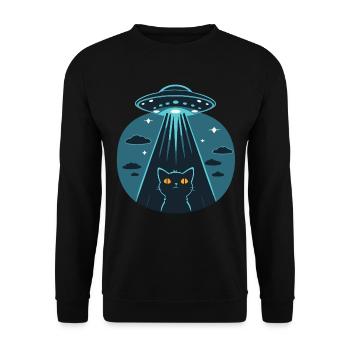 Funny UFO, Alien, Cat - Unisex Sweatshirt - black - Front - Alina (178cm) & Michal (187cm)