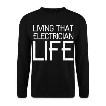 Das Leben als Elektriker lustig zu leben - Unisex Pullover - Schwarz - Vorne - Alina (178cm) & Michal (187cm)