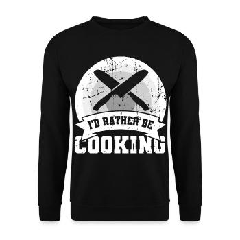 Ich würde lieber kochen - Unisex Pullover - Schwarz - Vorne - Alina (178cm) & Michal (187cm)