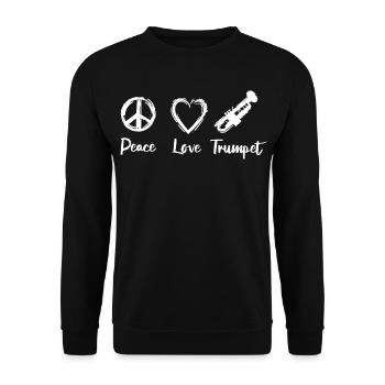 Peace Love Trumpet - Unisex Pullover - Schwarz - Vorne - Alina (178cm) & Michal (187cm)