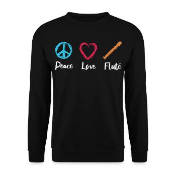 Flûte d’amour de paix - Sweat-shirt Unisexe - noir - Devant - Alina (178cm) & Michal (187cm)