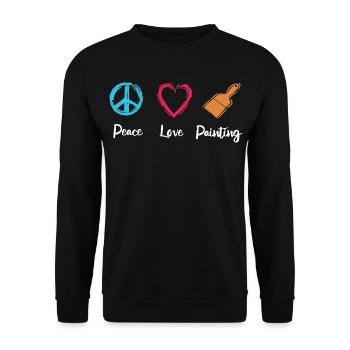 Frieden Liebe Malen - Unisex Pullover - Schwarz - Vorne - Alina (178cm) & Michal (187cm)