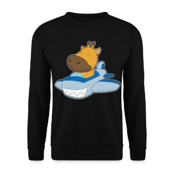 Giraffe Airplane - Unisex Sweatshirt - black - Front - Alina (178cm) & Michal (187cm)