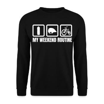 Mountain Bike Weekend Routine - Unisex Sweatshirt - black - Front - Alina (178cm) & Michal (187cm)